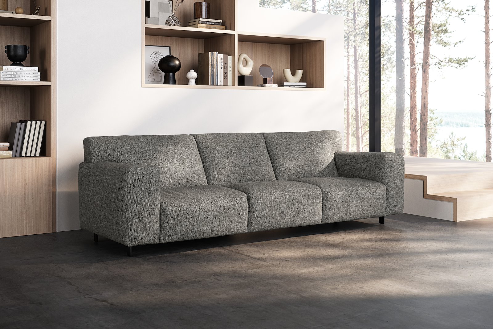 Vesta 4-seter I Tekstil Marsel Dark grey, standardsøm, sort metallben 10 cm, Comfort CM