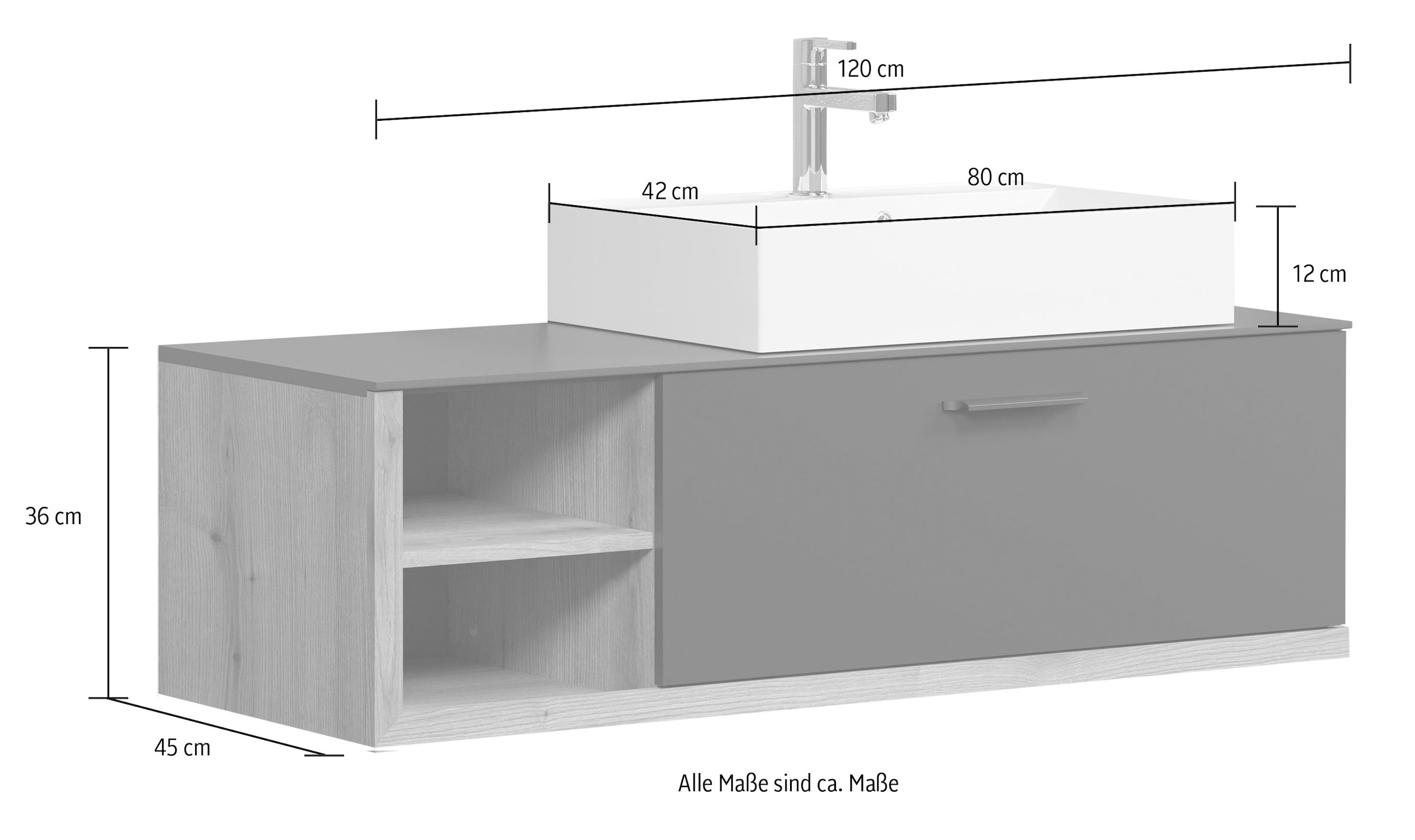 welltime Waschtisch »Premont« Eleganter Waschbeckenunterschrank mit 60 cm Waschbecken - Softclose