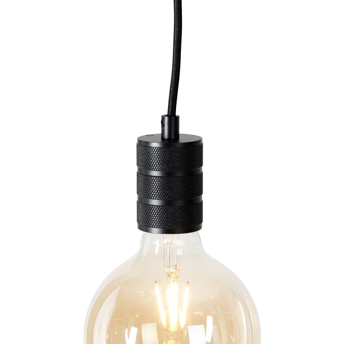 Modern railsysteem met 5 hanglampen zwart 1-fase  - Iconic Cavalux