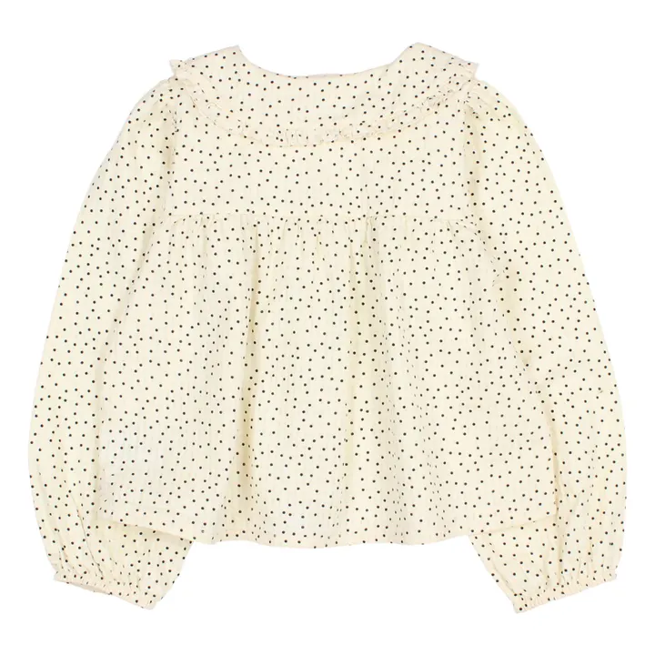 Búho Blouse Gaze de Coton Bio Boutonnée à Pois | Ecru