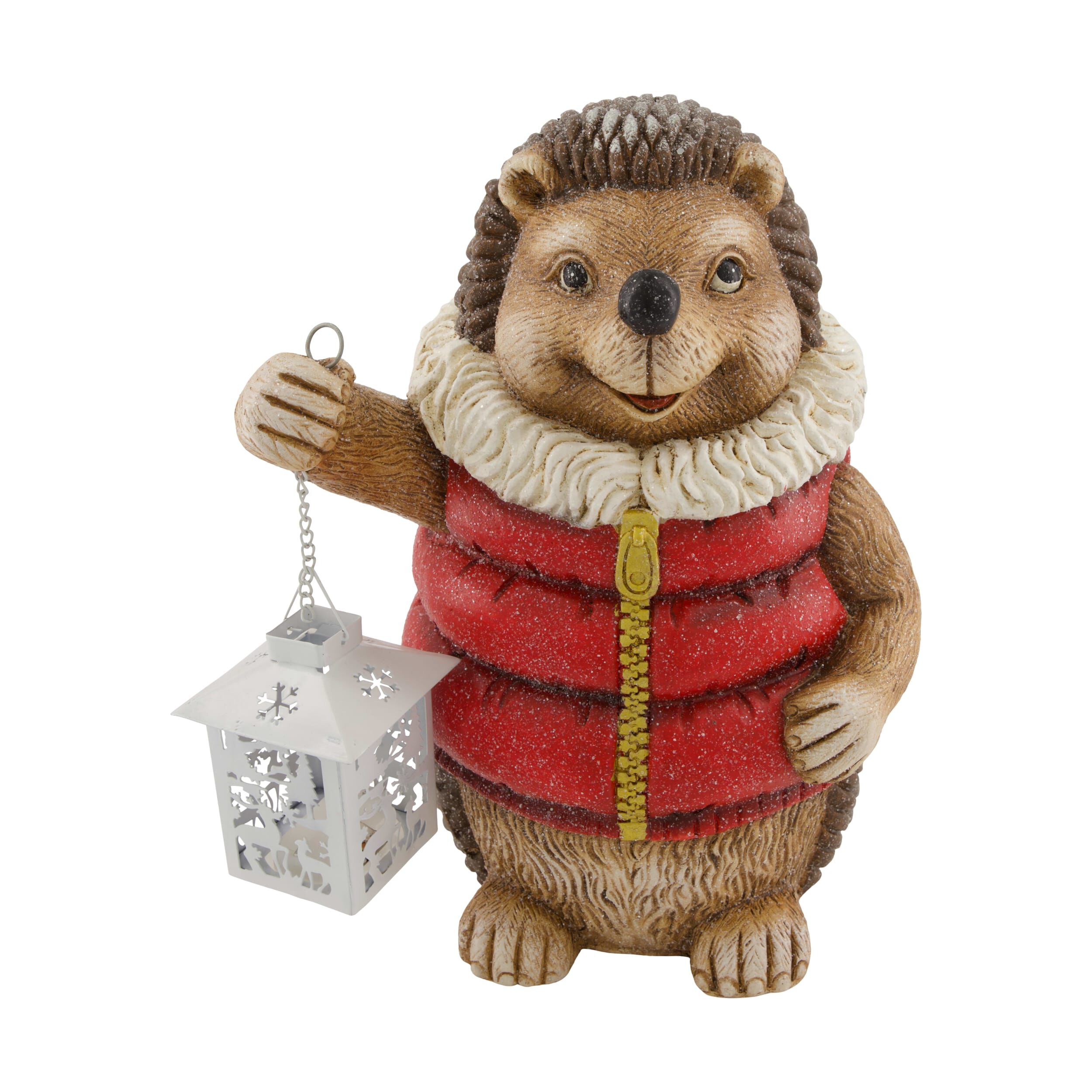 DNC Egel - Kerstfiguur - bruin/rood/wit - 34x21x25 cm