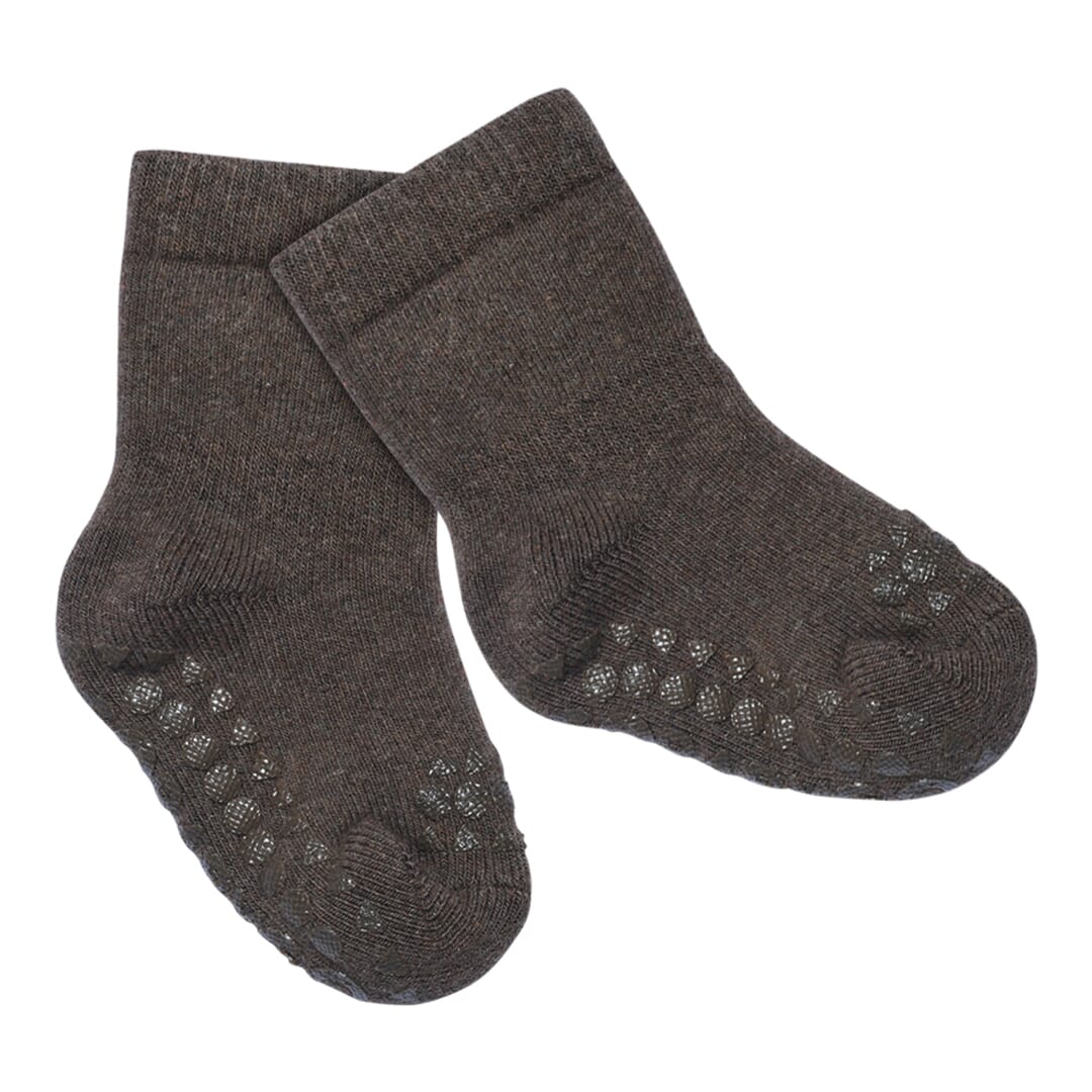 Non Slip Socks Terry Cotton Chocolate - GoBabyGo - Rumpetroll