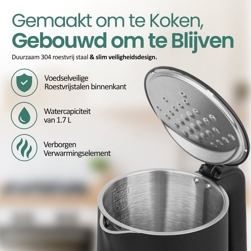Emerio - WK-132229 - Waterkoker - Zwart - 1.7 Liter - 2200W - Touch Control