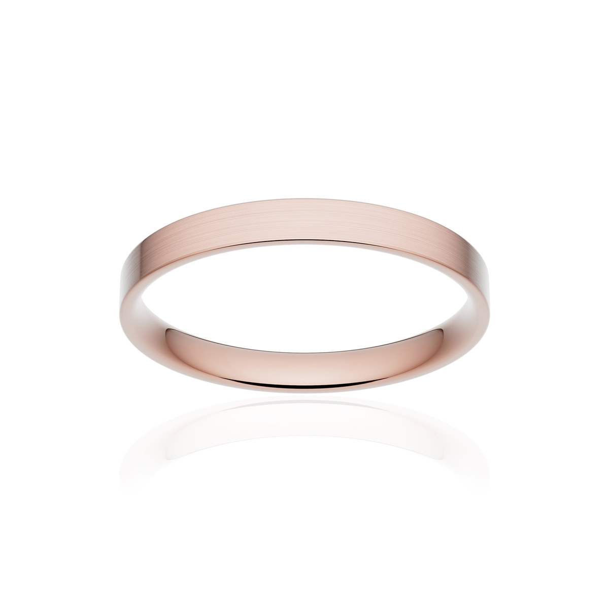 Alliance or 750 rose brossé ruban plat confort 2,5mm