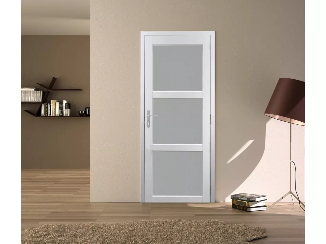 Bloc Porte Kenya Blanc Vitre H204 X L83 Poussant Gauche Côtes Tableau Gd Menuiseries