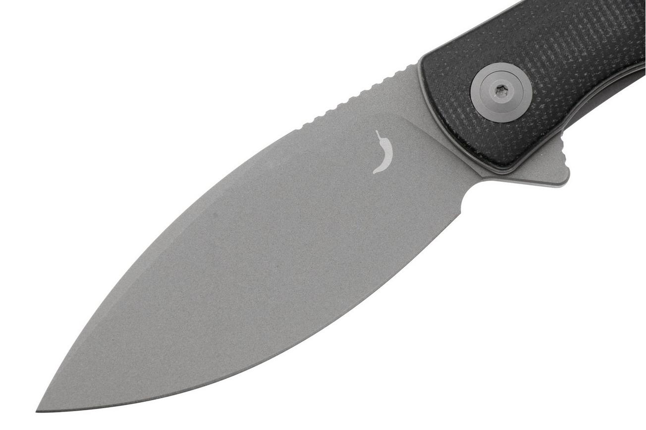 Trollsky Knives Mandu XL MT008-XL Dark Bead Blast D2, Black Micarta zakmes