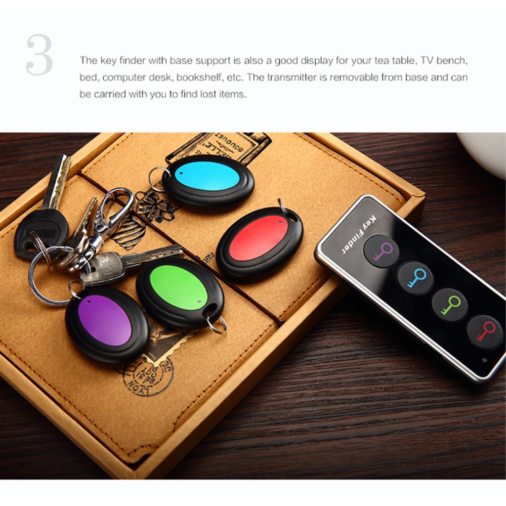 Key Finder Funk Schlüsselfinder mit 4 Empfängern (30-40m Reichweite)