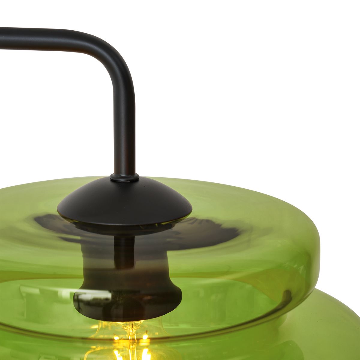 Retro vloerlamp zwart met groen glas - Denise