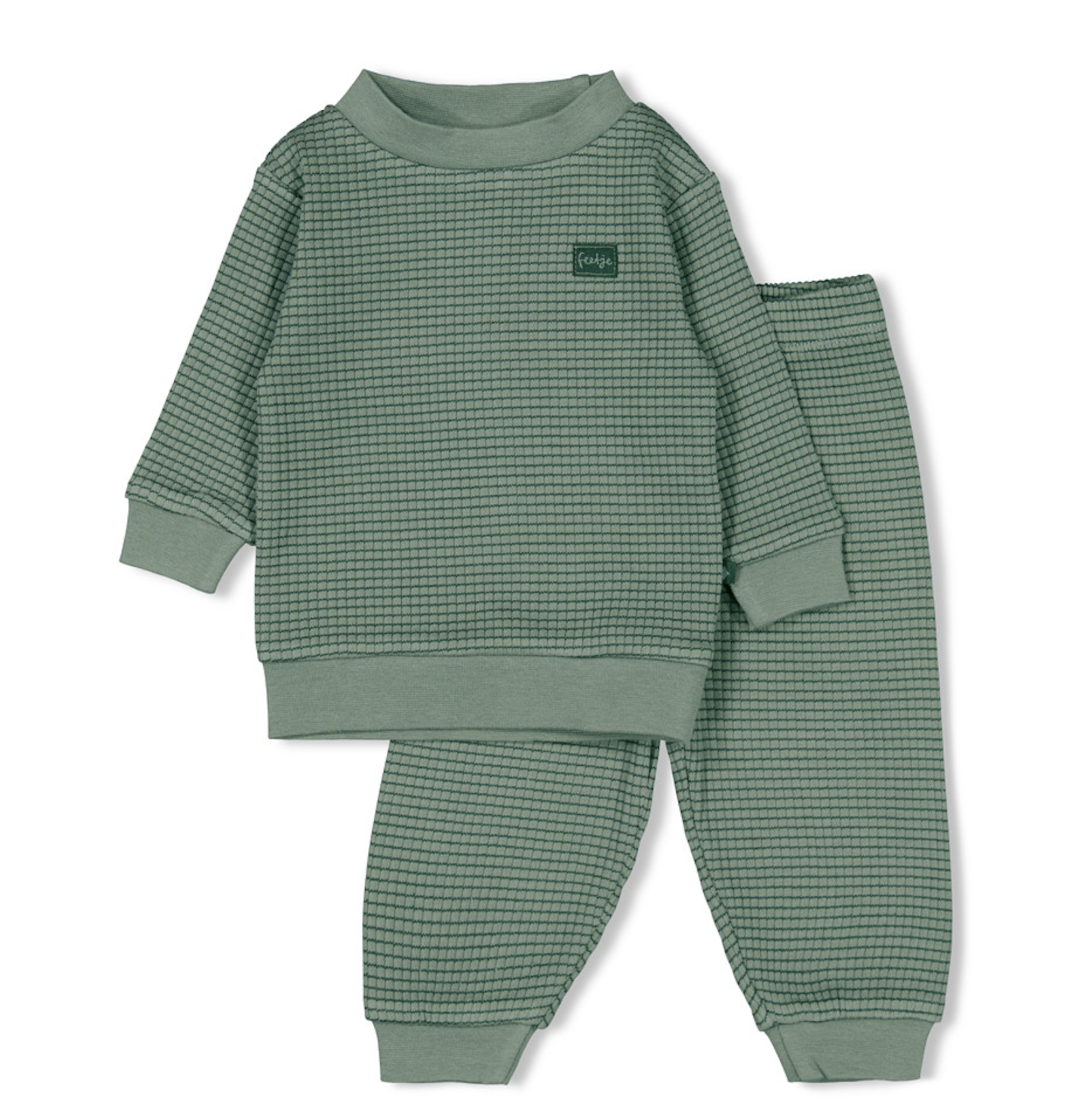 Feetje Feetje pyjama kids wafel Family Limited Edition zeegroen