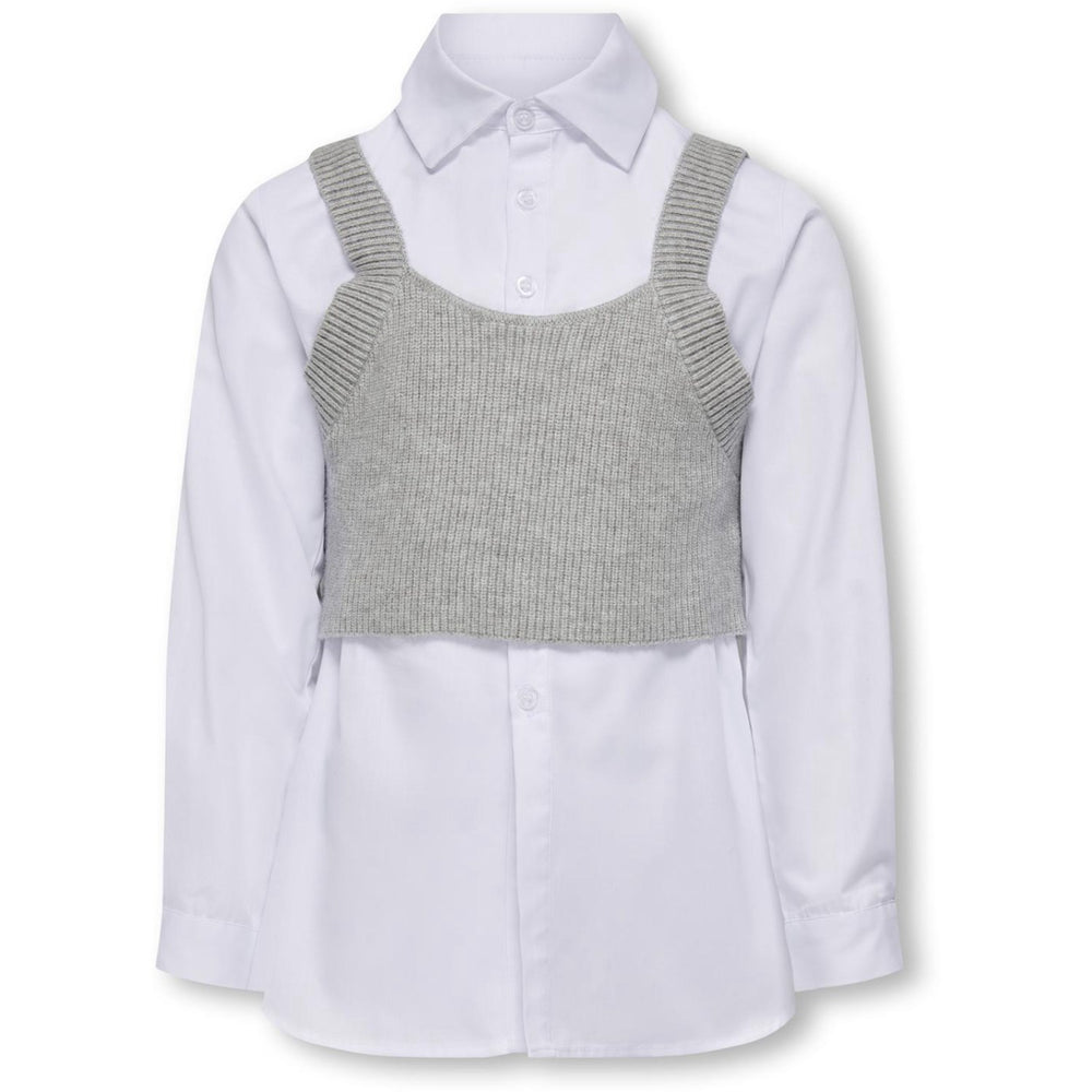 Køb kids ONLY Cloud Dancer Zoe 2-delt Skjorte Med Strik Vest