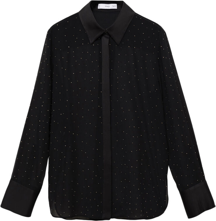 MANGO Semi-transparent studded shirt Black