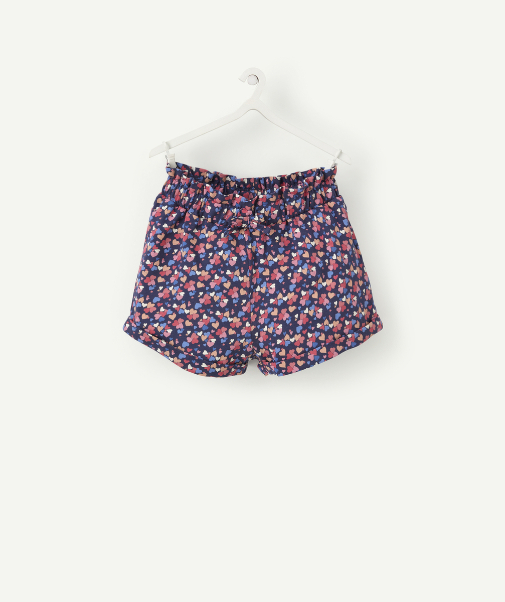 SHORT BÉBÉ FILLE EN COTON BIOLOGIQUE BLEU MARINE IMPRIMÉ COEURS