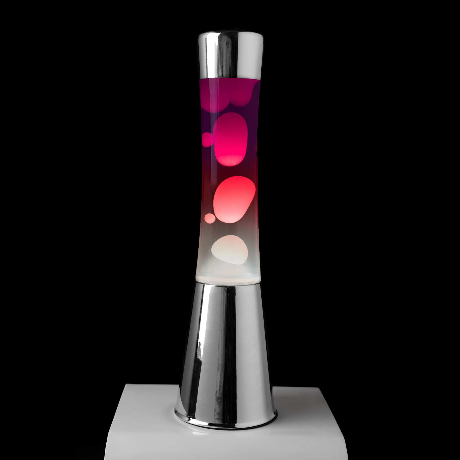 (40cm) TOWER Lava Lampe Retro Tischlampe Deko Stimmungsleuchte (FI0790) - Weiss / Rot