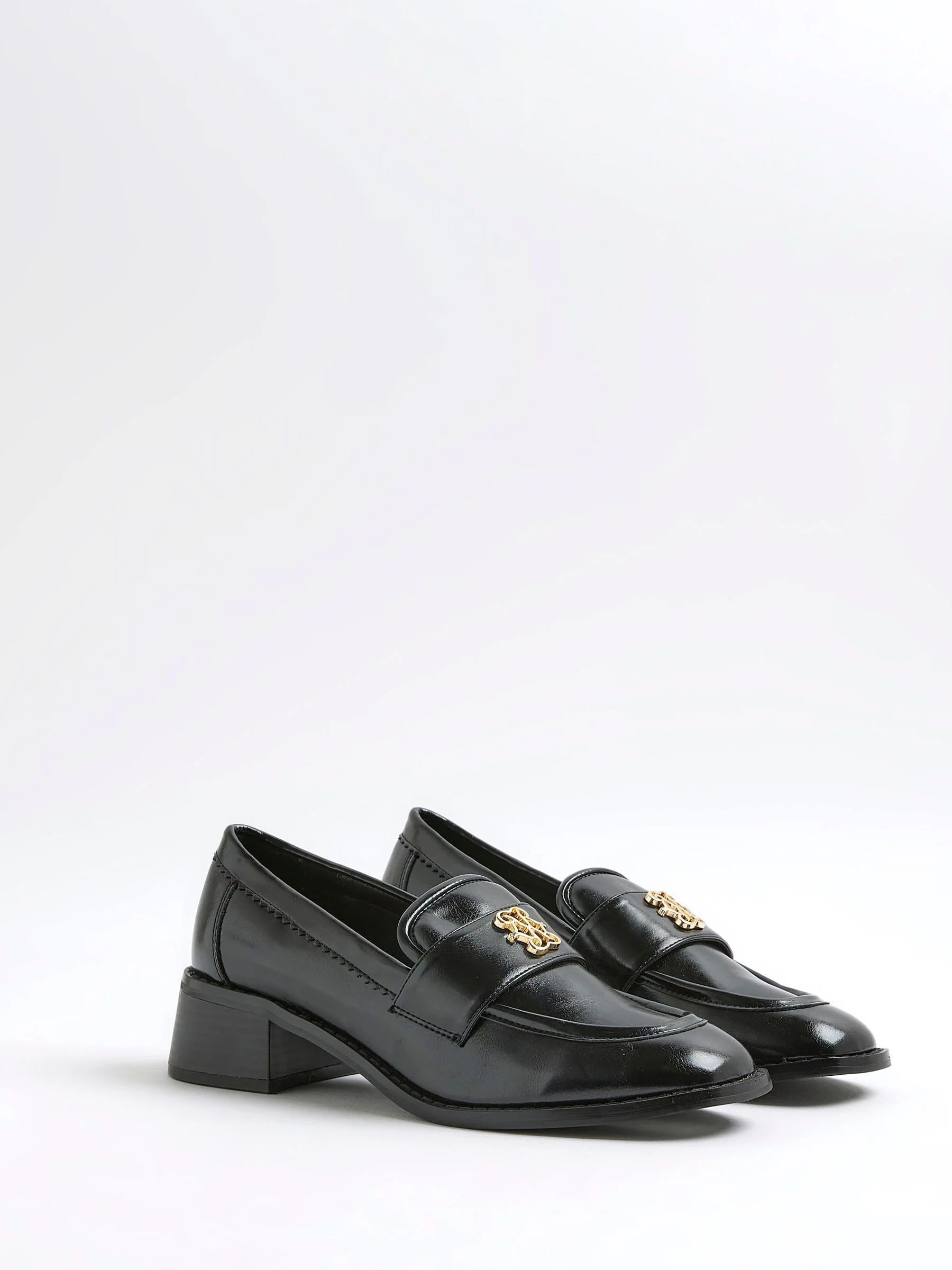 River Island Gold Trim Heeled Loafers