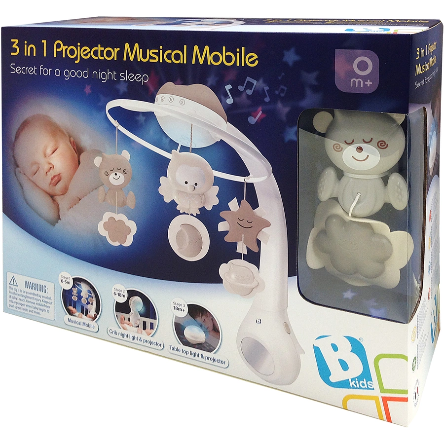 Infantino 3 in 1 Mobile mit Traumlampe, grau