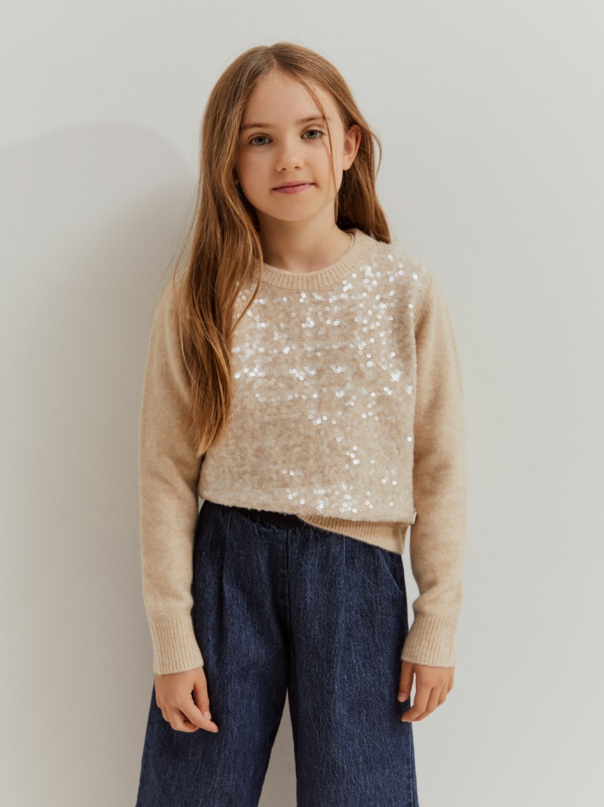 Camisola de malha com lantejoulas