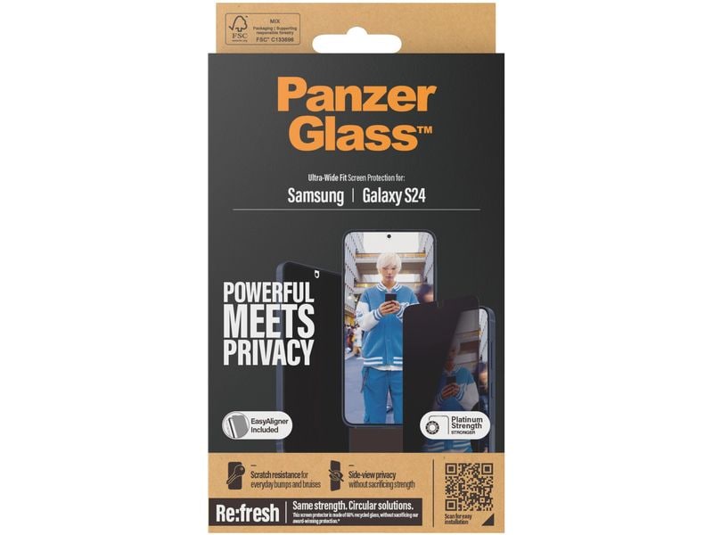 Panzerglass Displayschutz Ultra Wide Fit Privacy Galaxy S24 Display-Schutzfolie für das Samsung Galaxy S24 mit Applicator