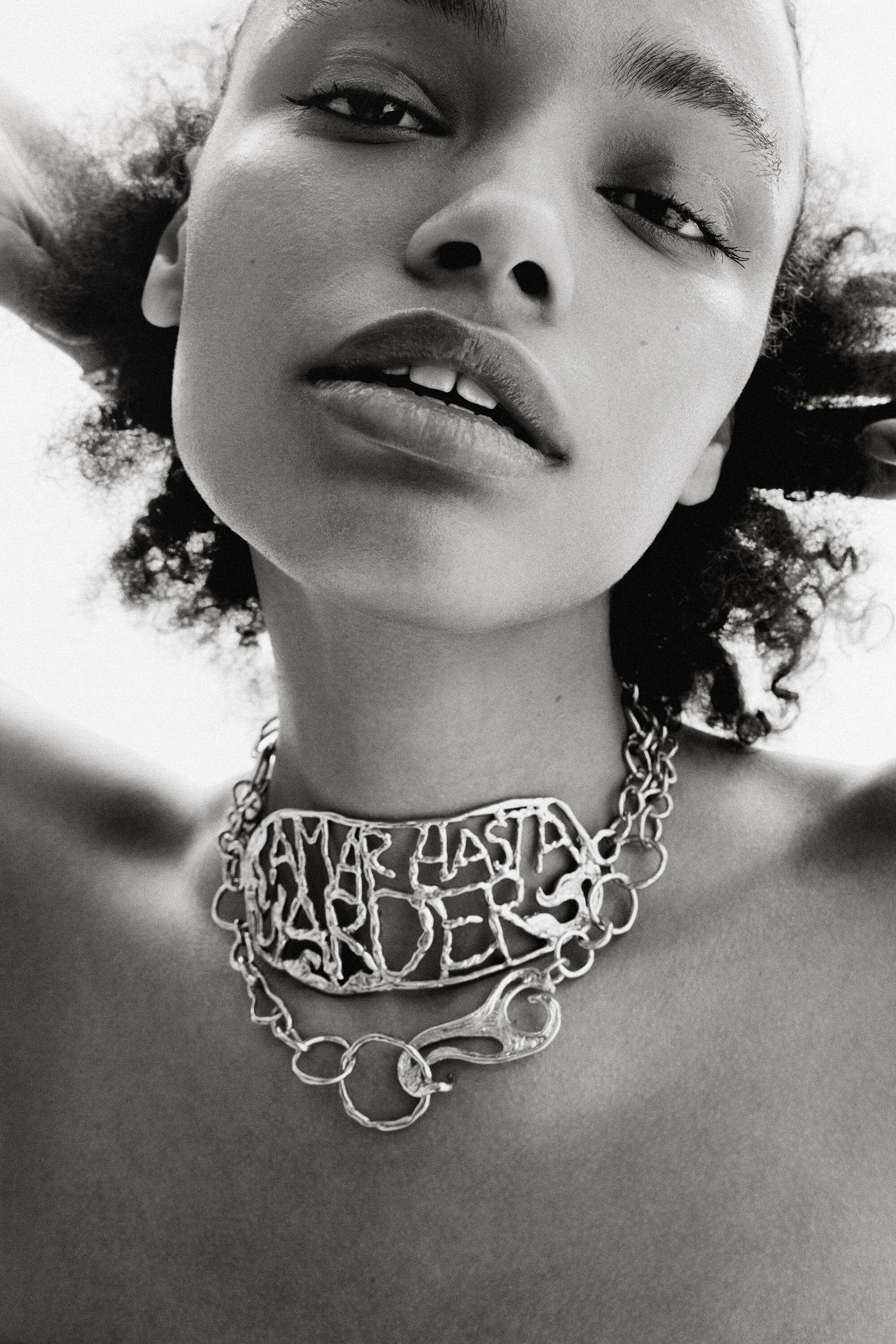 Choker XL message plaqué argent Zalio
