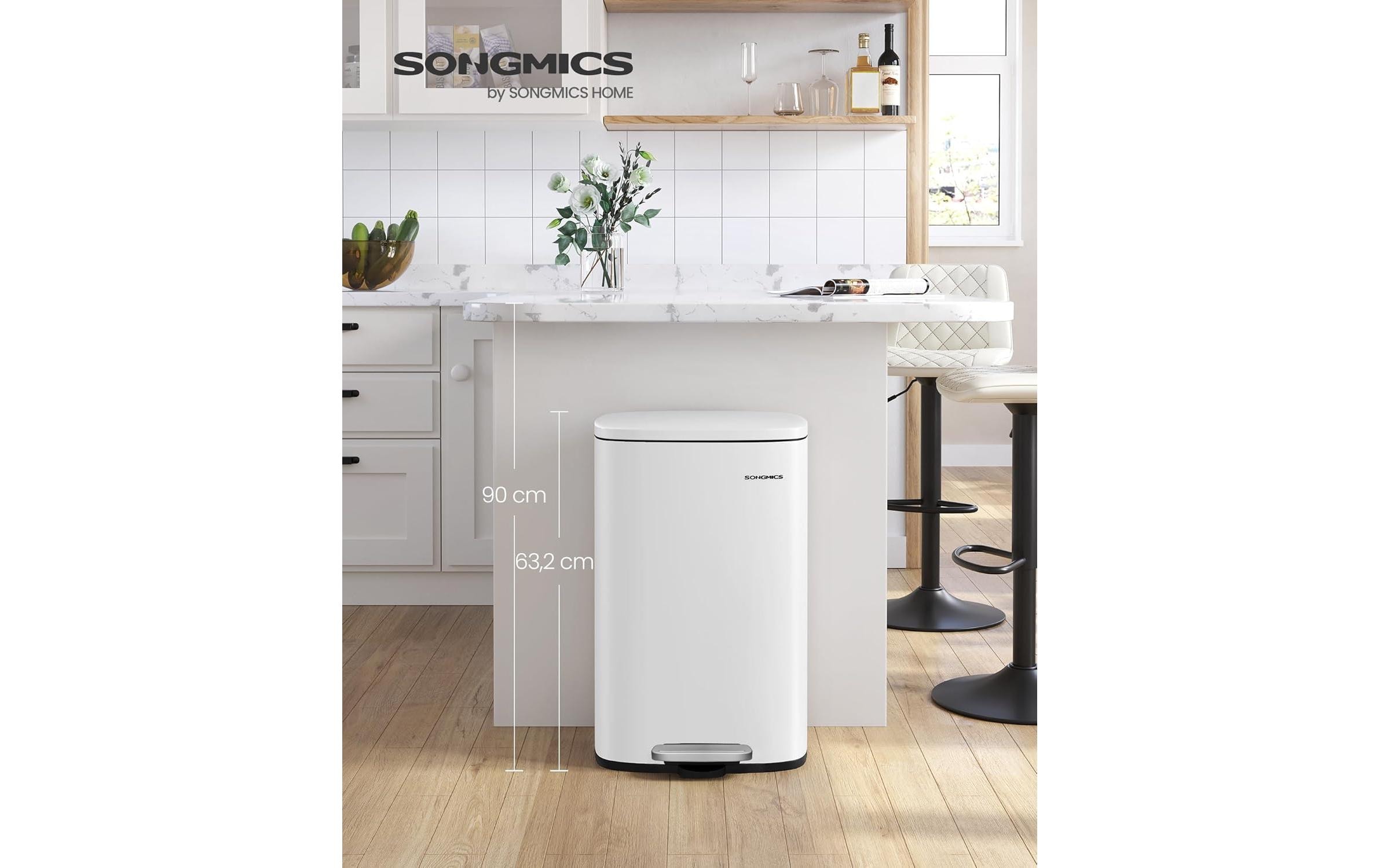 Abfalleimer 50 l, Weiss<br>Stylischer Treteimer