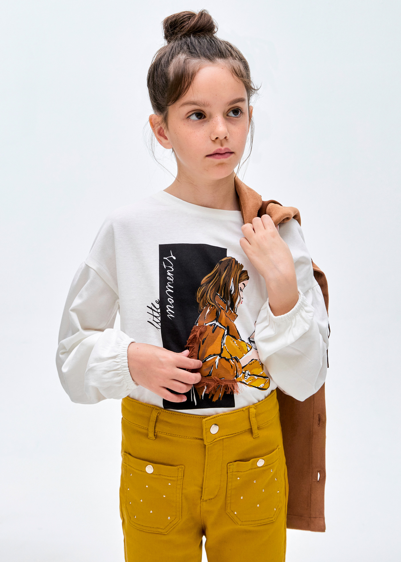 Camiseta feminina Better Cotton com mangas bufantes