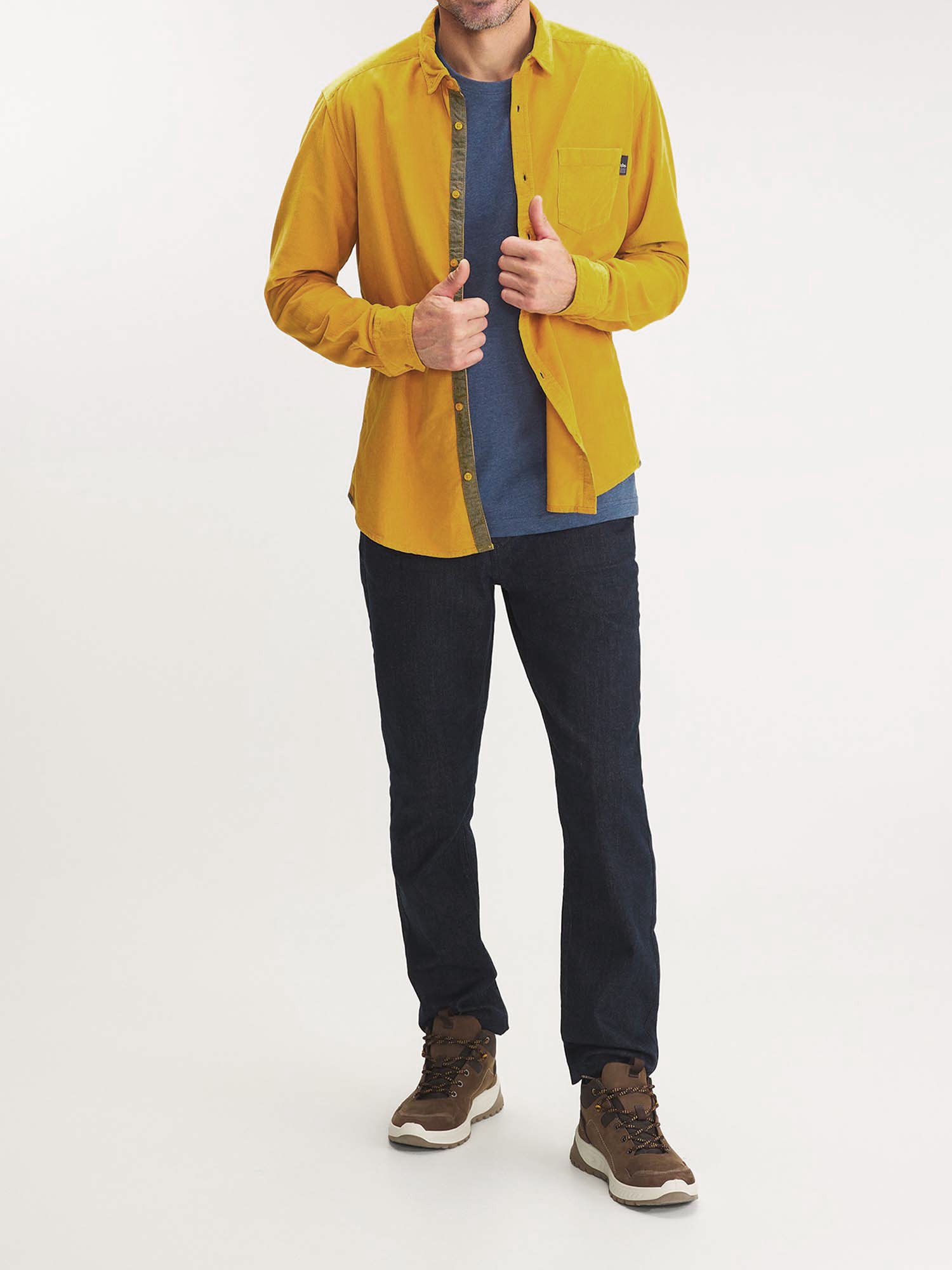 Chemise Homme Velours Côtelé Jaune