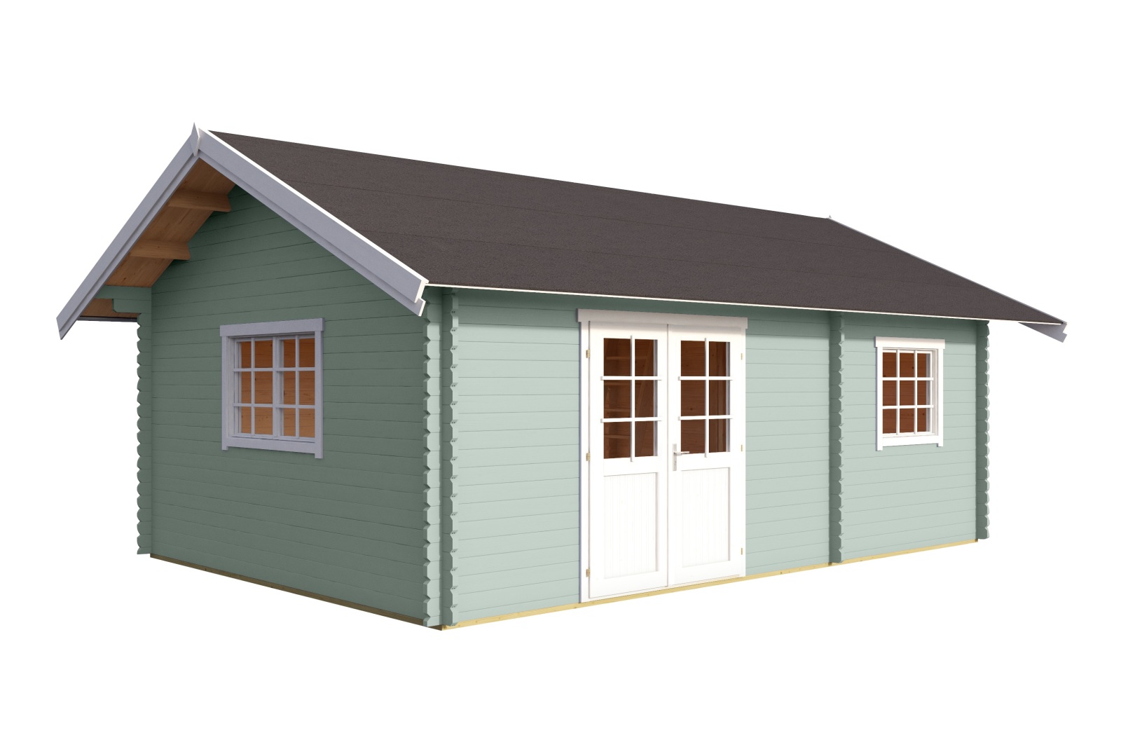 Gartenhaus CAROLINE SET GOLD - gletschergrün - Fichte massiv - 575x390 cm