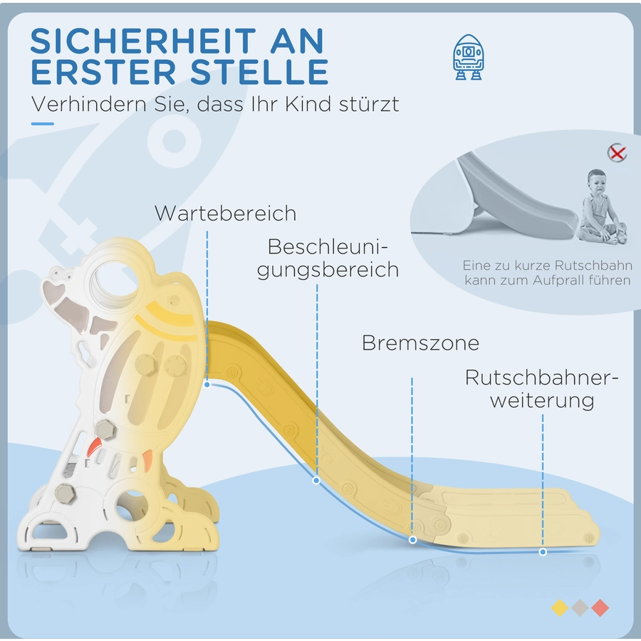 AIYAPLAY Kinderrutsche mit Aufkleber-Set grau
