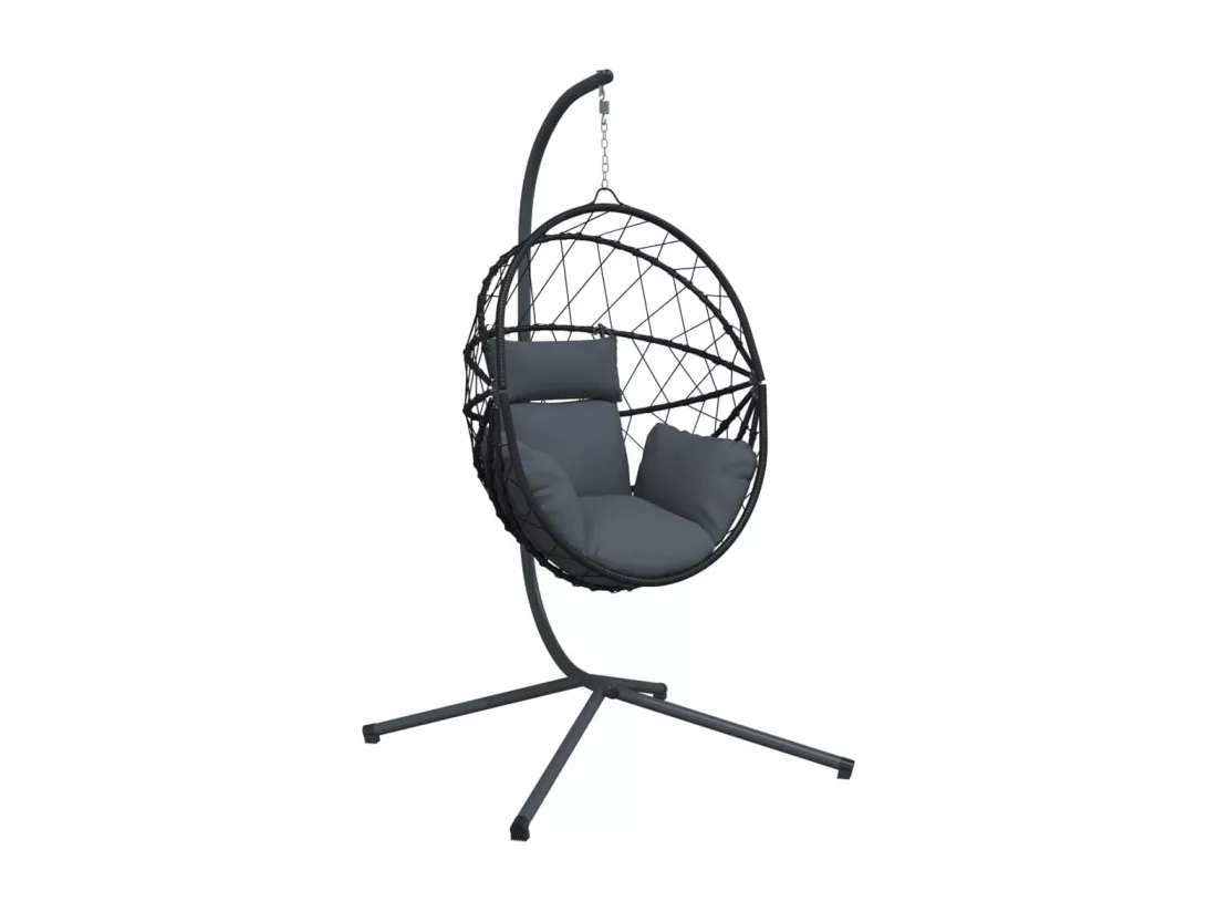 Chaise suspendue en forme d'œuf avec support anthracite