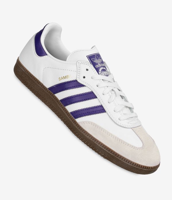 adidas Skateboarding Samba ADV Schuh (white collegiate purple gold)