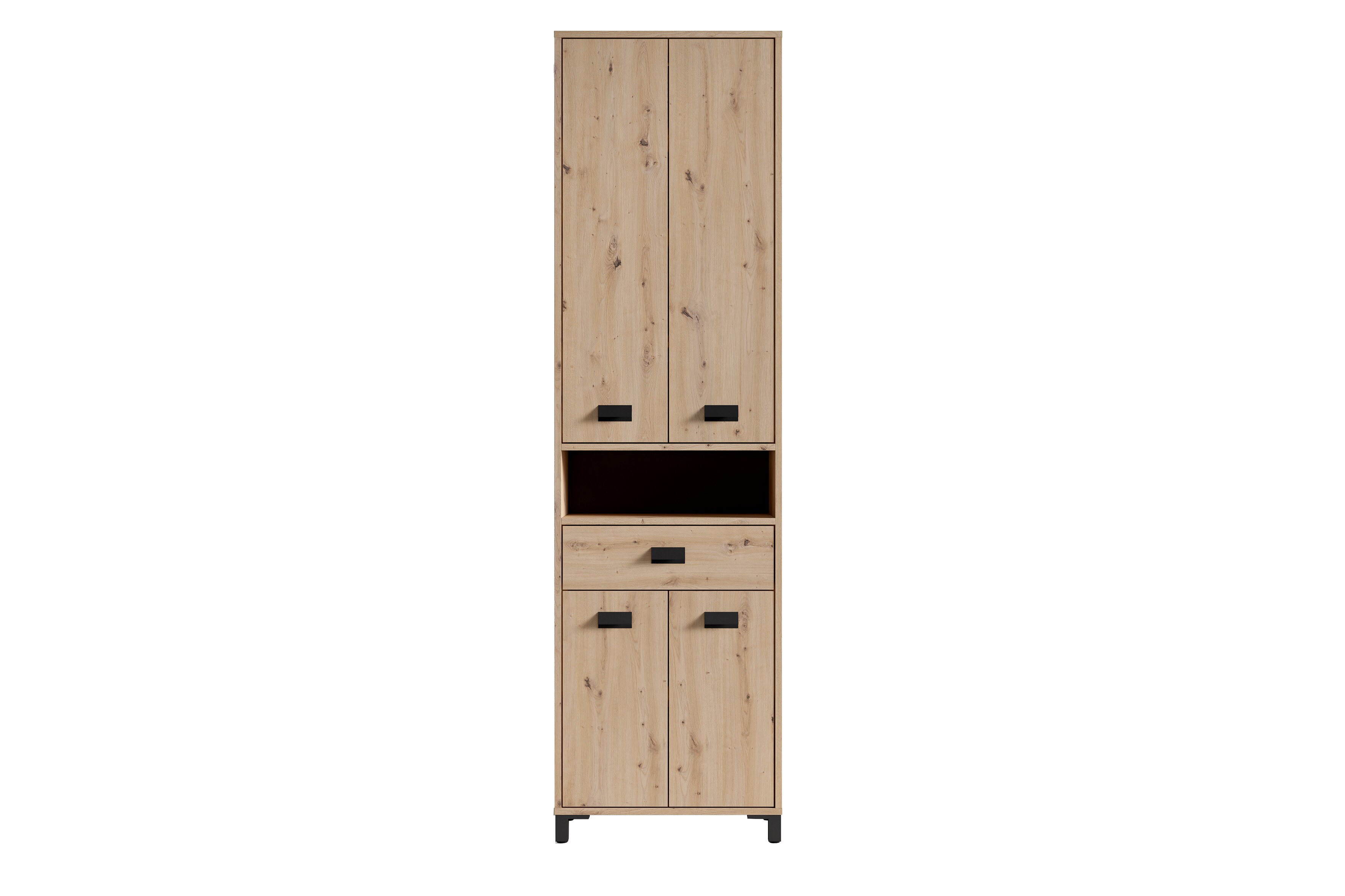 byLIVING Badezimmer Hochschrank WELLNESS, Breite 54 cm, Artisan Eiche/schwarz