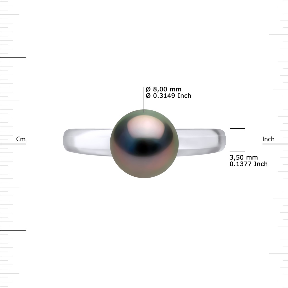 Bague Jonc moderne Perle de TAHITI Ronde 8-9 mm Argent 925