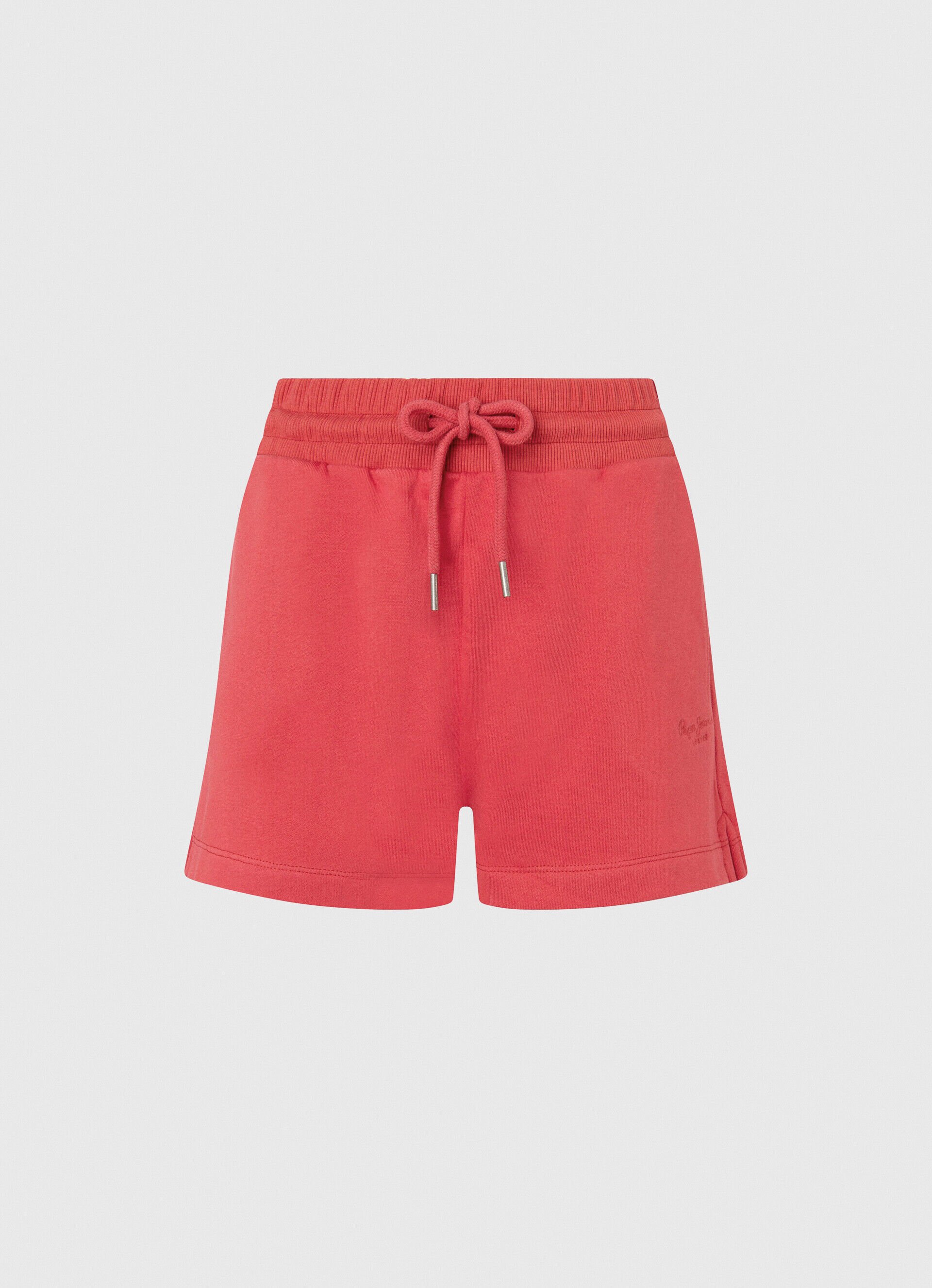 Shorts de algodão com cintura ajustável - vermelho estúdio