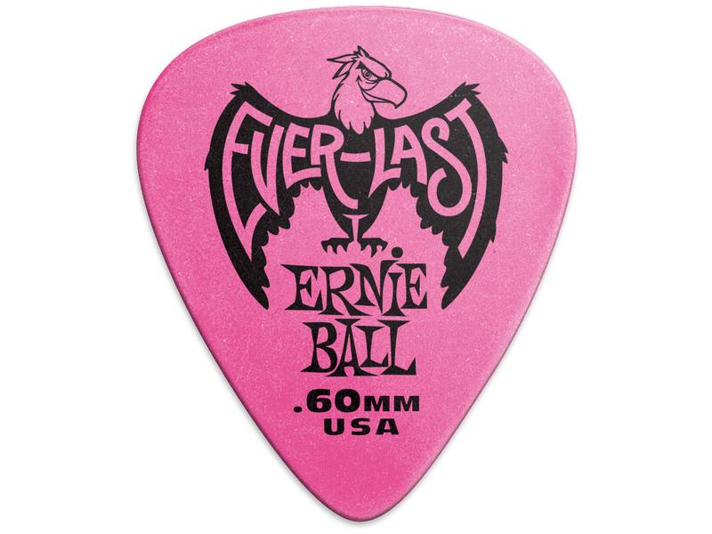 Ernie Ball Pink Everlast Picks 0.60 mm – 12er Pack Delrin-Plektren mit einer sicheren, rutschfesten Oberfläche