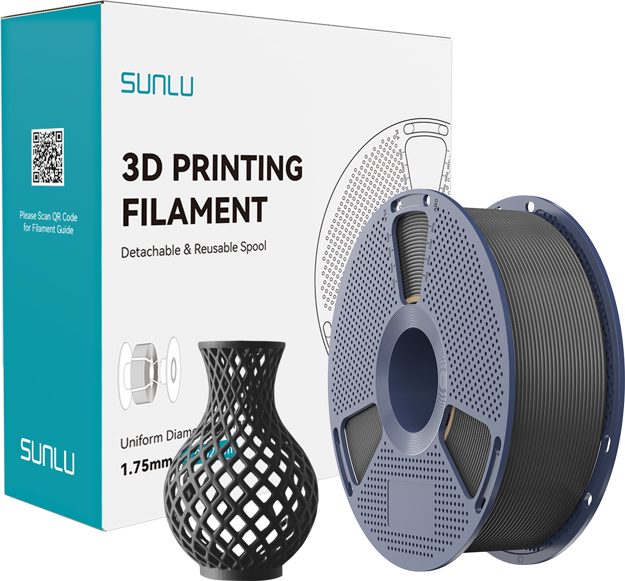 SUNLU  APLA (Anti-Stringing) Grey, 1,75 mm / 1000 g    Schluss mit Fädenbildung!