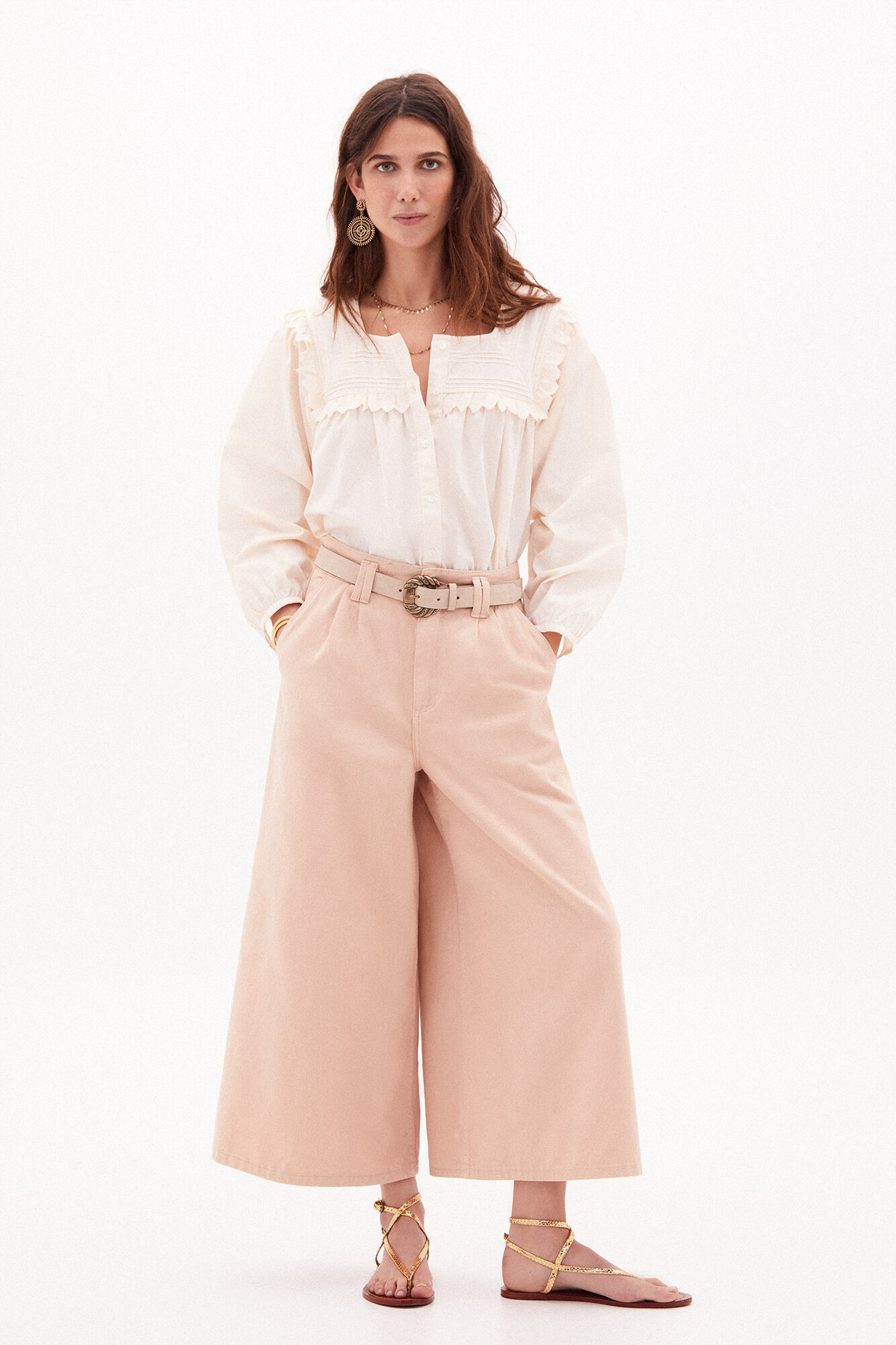 Blusa romântica Martina em algodão - Amarela