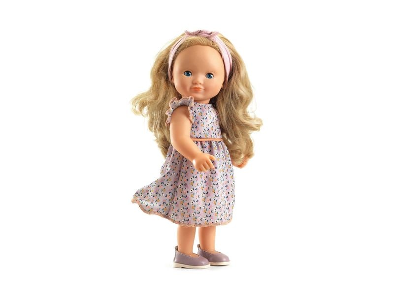 DJECO Puppe Pomea: Lovely Marie 32 cm Weichkörperpuppe mit langem, blondem Haar