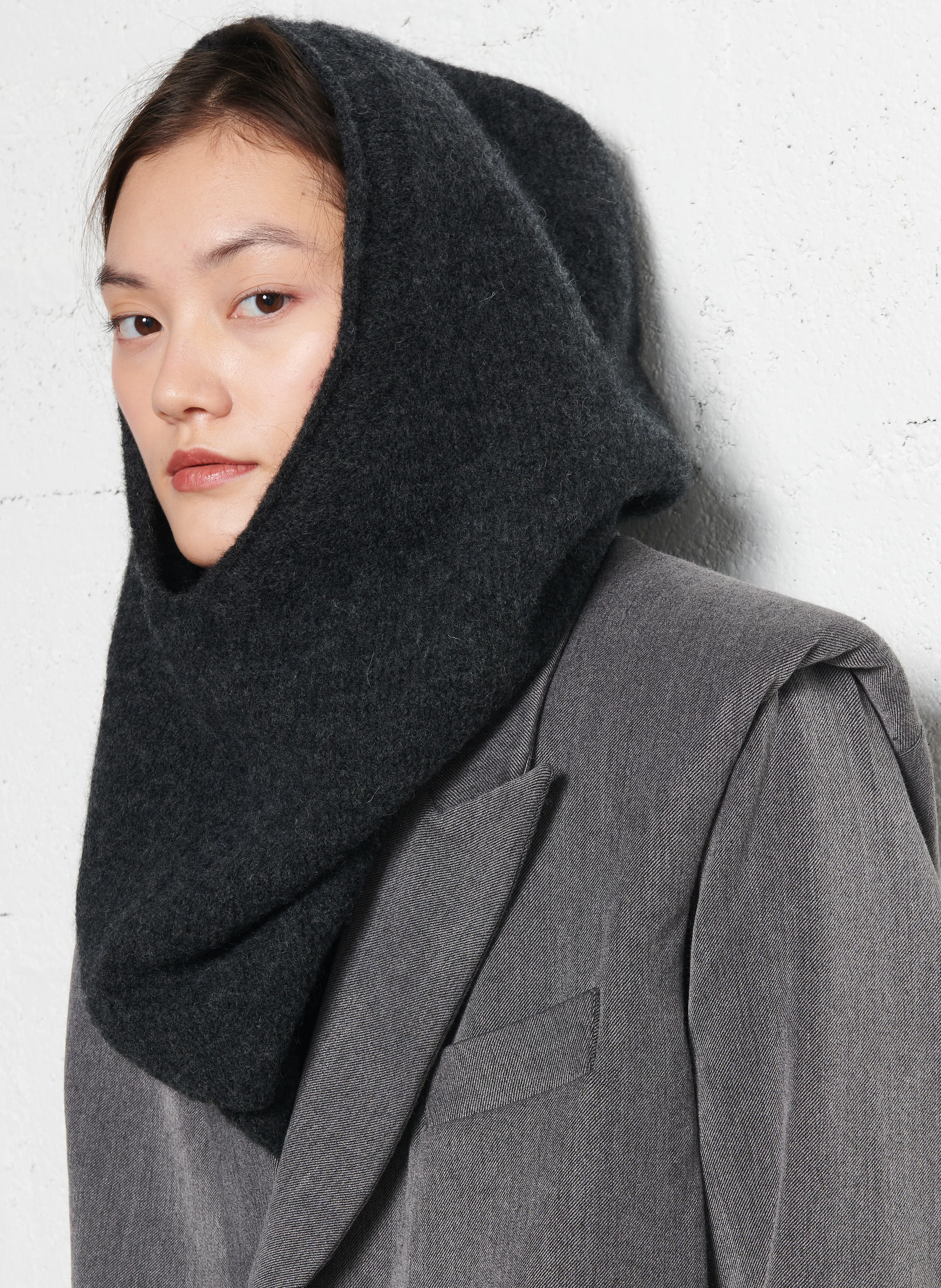 VICKY - Capuche en laine mélangé | Gris