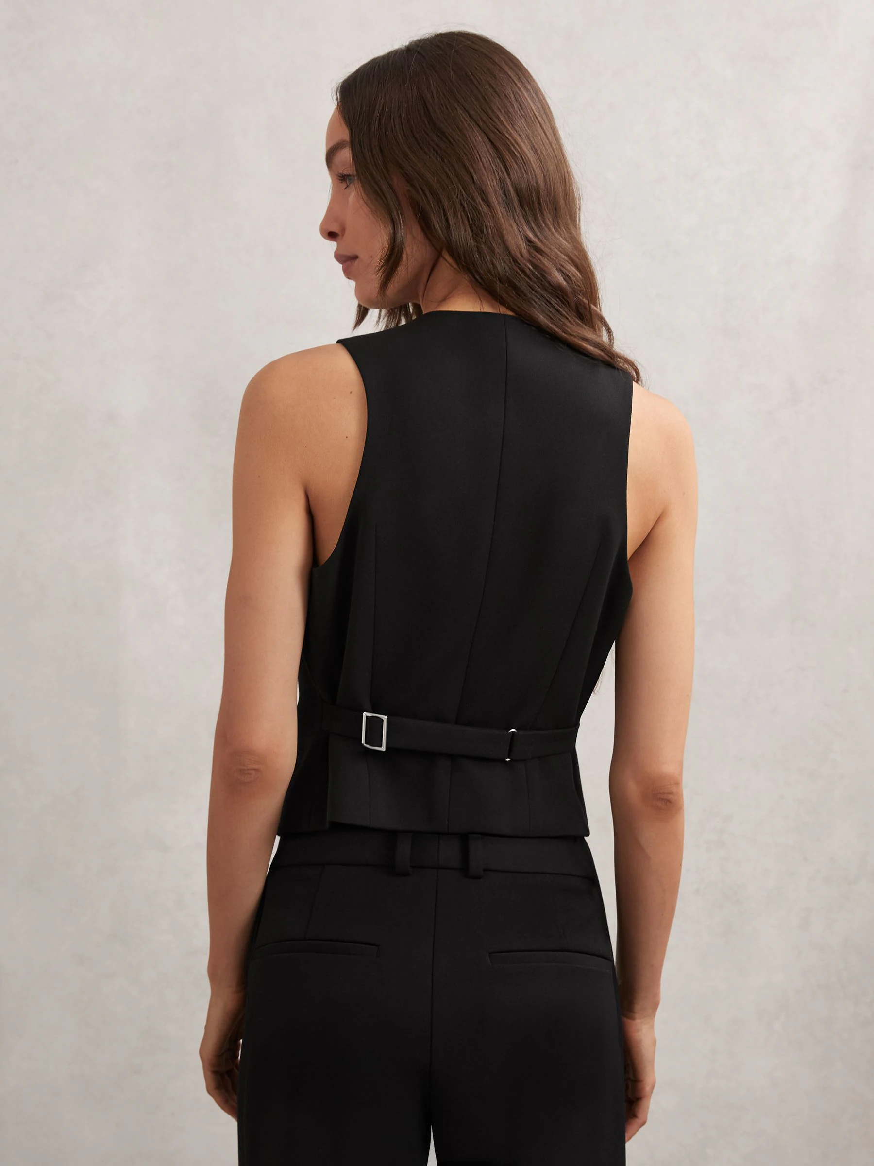 Zwart - Reiss Gabi Single-Breasted Twill Waistcoat