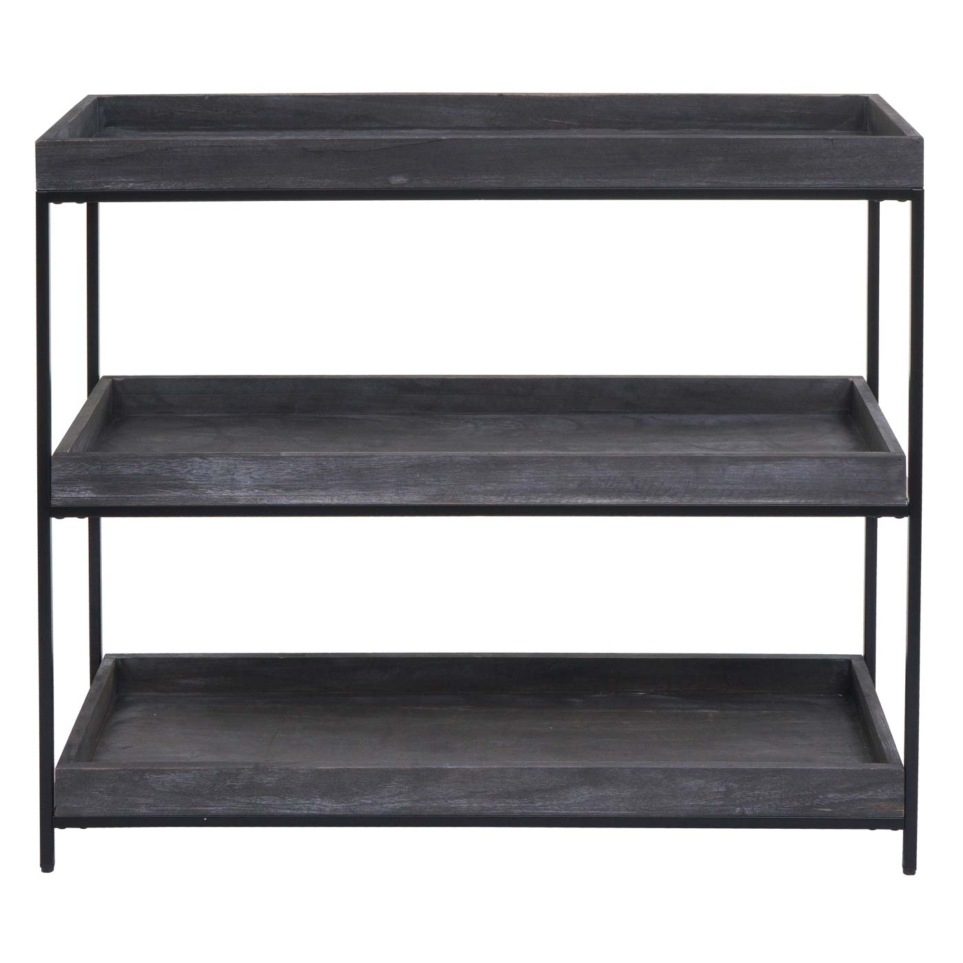 Regal MCW-K71, Standregal Pflanzregal Bücherregal, Holz Metall 3 Ablagen 90x100x35cm ~ dunkelgrau