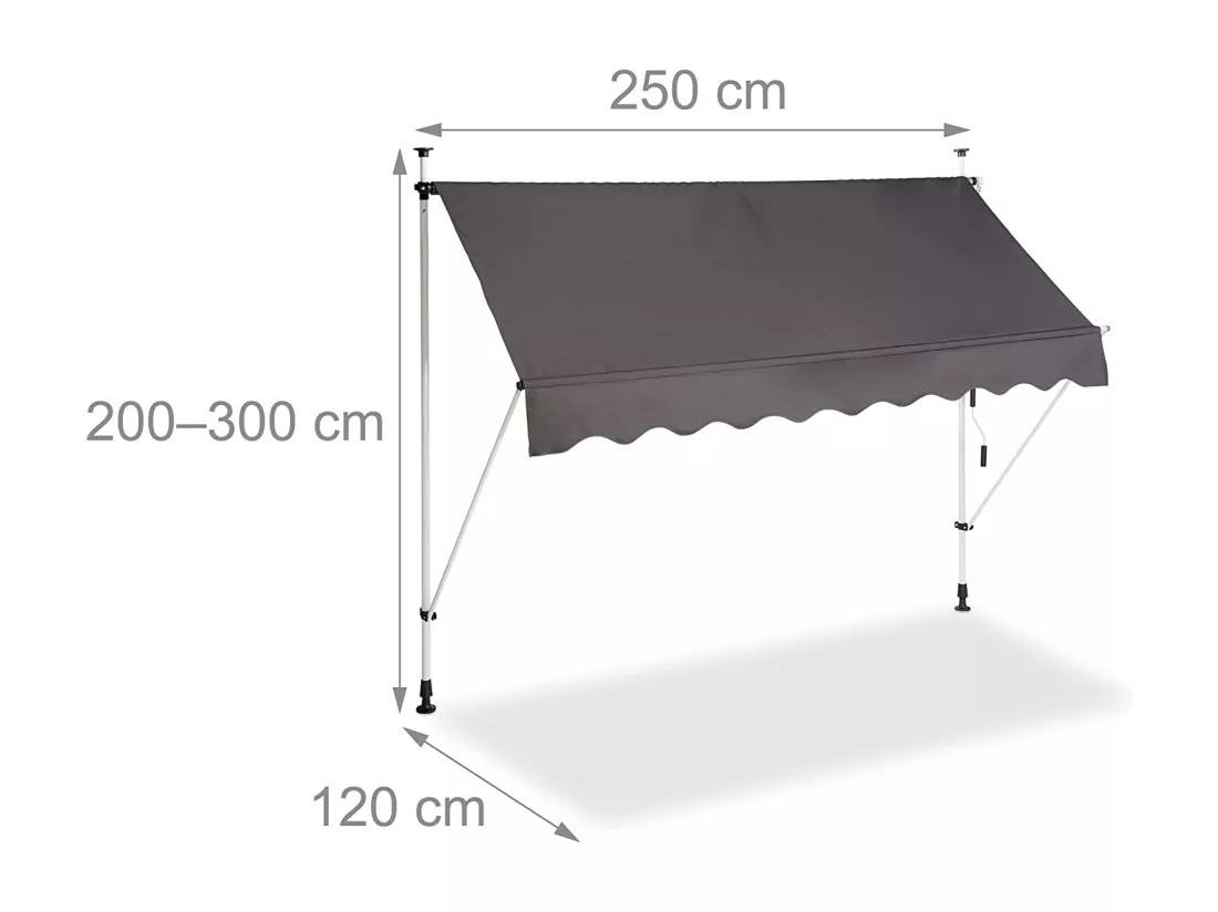 Store banne télescopique de grise 250 x 120 x 300 cm 13_0002541_4