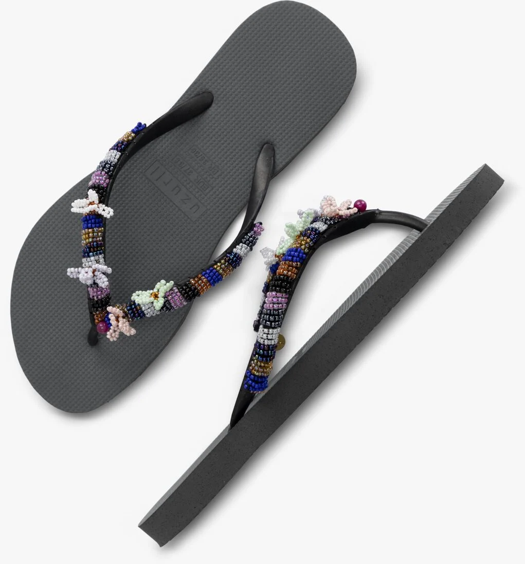 UZURII zilveren uzurii teenslippers las dalias blue