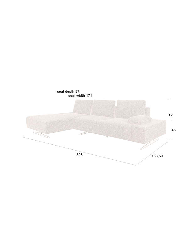 Bank Shelly Off-wit links Chaise Longue