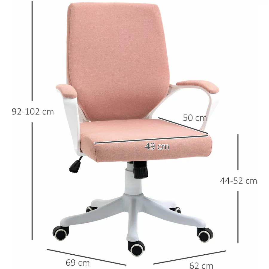 Vinsetto Bürostuhl ergonomisches liniendesign, weiche Polsterung rosaweiß