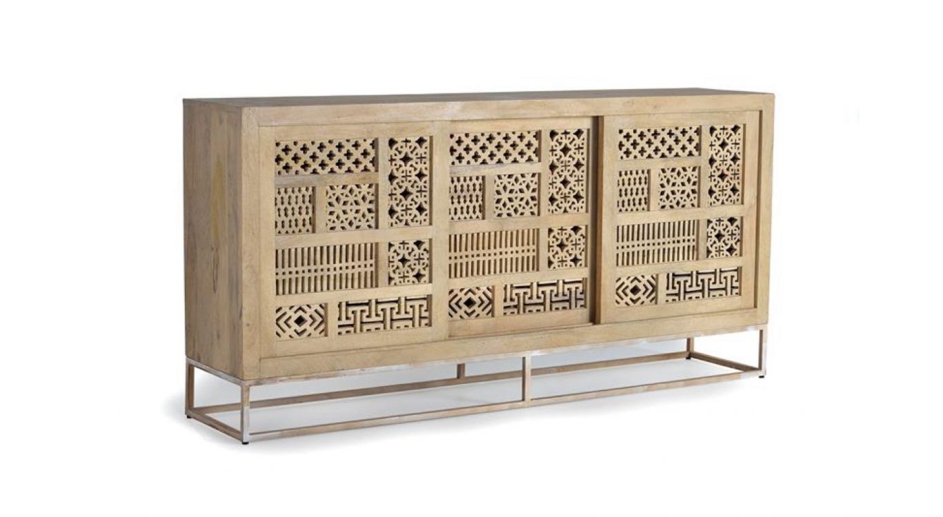 Bahut bois, fer marron 190x40x95cm - bois-fer