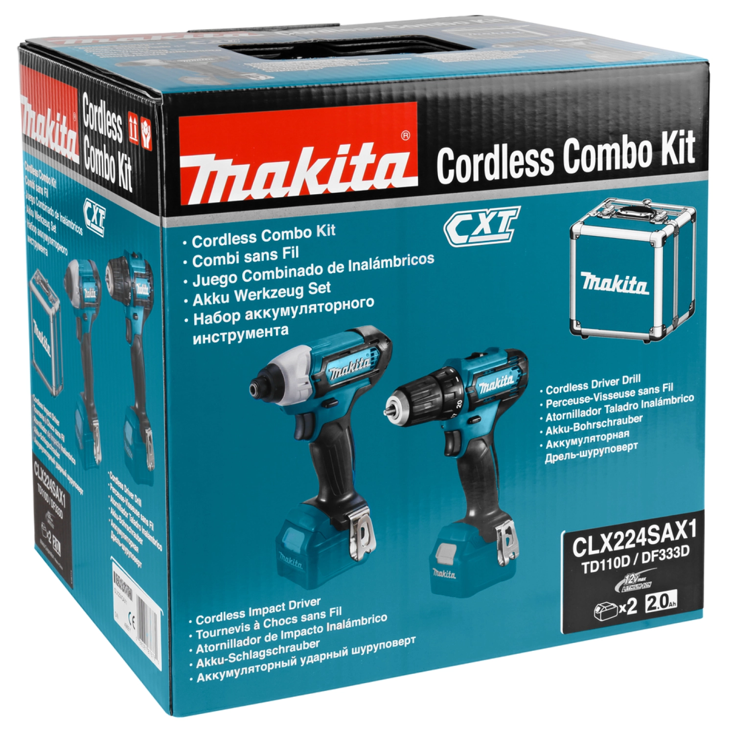 Makita CLX224SAX1 12V Li-Ion accu boor-/schroefmachine (DF333D) & slagschroevendraaier (TD110D) combiset (2x 2.0Ah accu) in koffer
