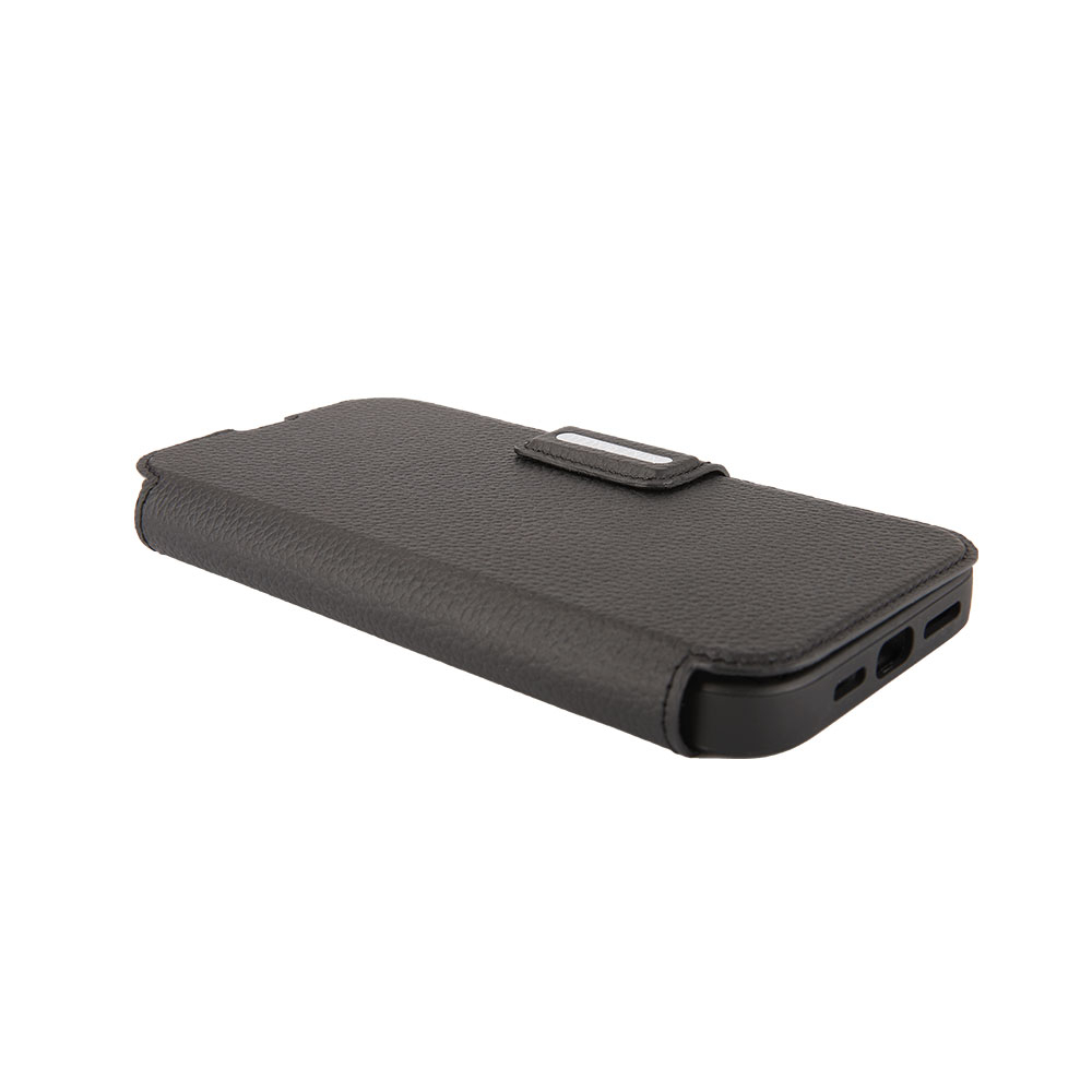 iPhone 16e Echtleder Tasche Flip Cover Hand Made (ANDYS25-M01) - Schwarz