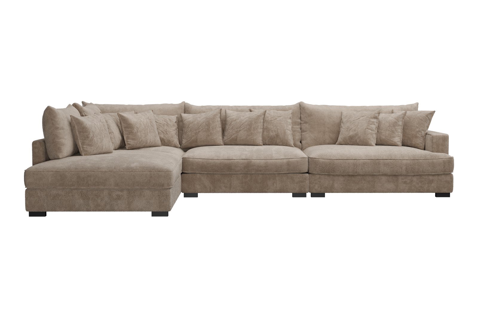 Rossi Lux 4-seter med åpen ende venstre Tekstil Genesis 4 Beige, arm A med sorte ben. Lux Komfort.