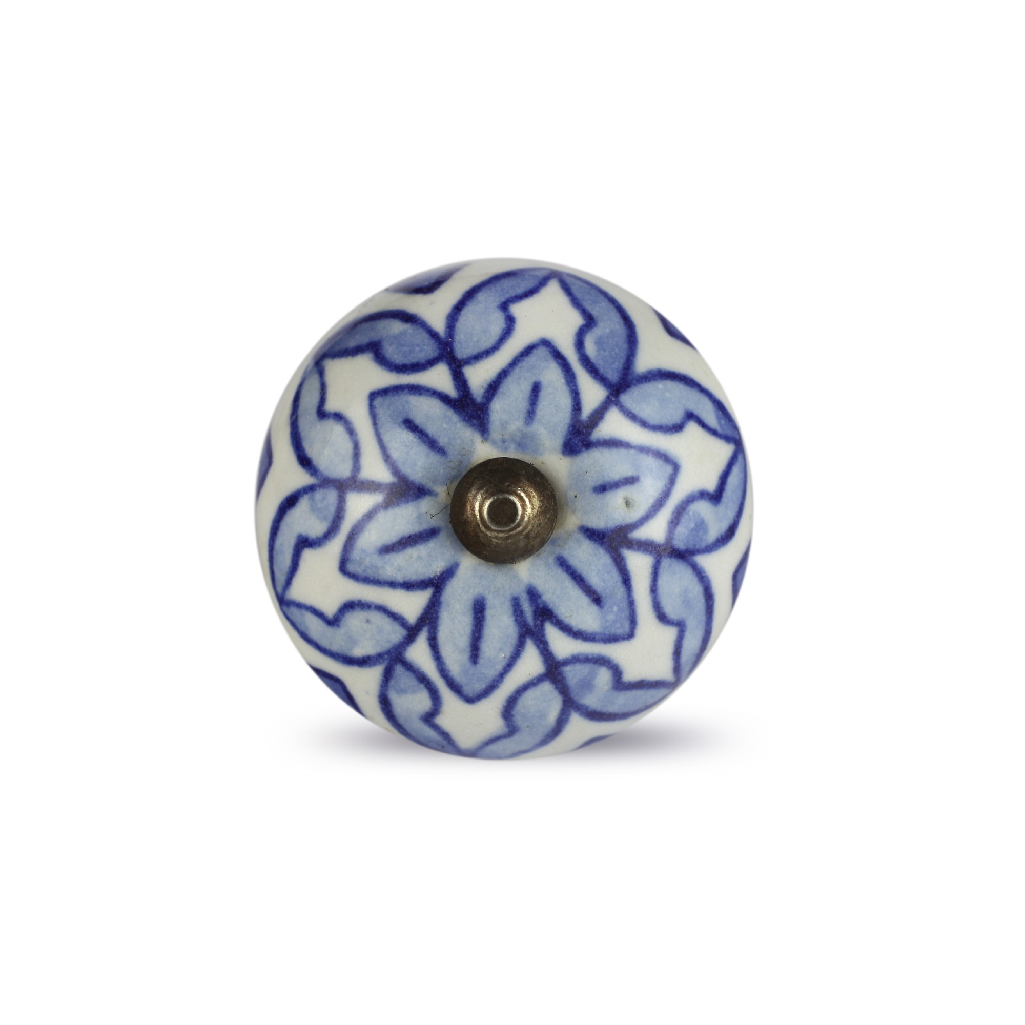 Keramik-Knauf rund, weiß-blau, Ø 3,8 cm, L 2,5 cm günstig bestellen
