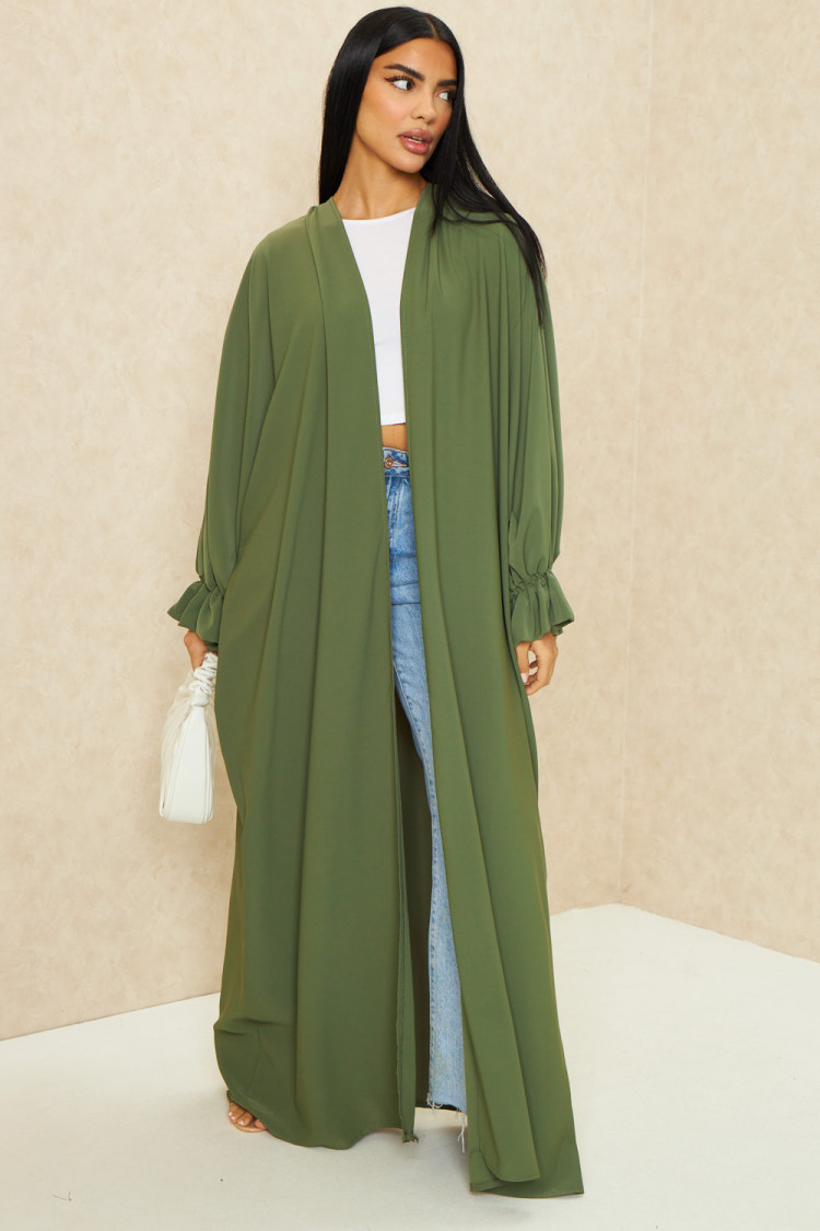 Kimono long ouvert kaki