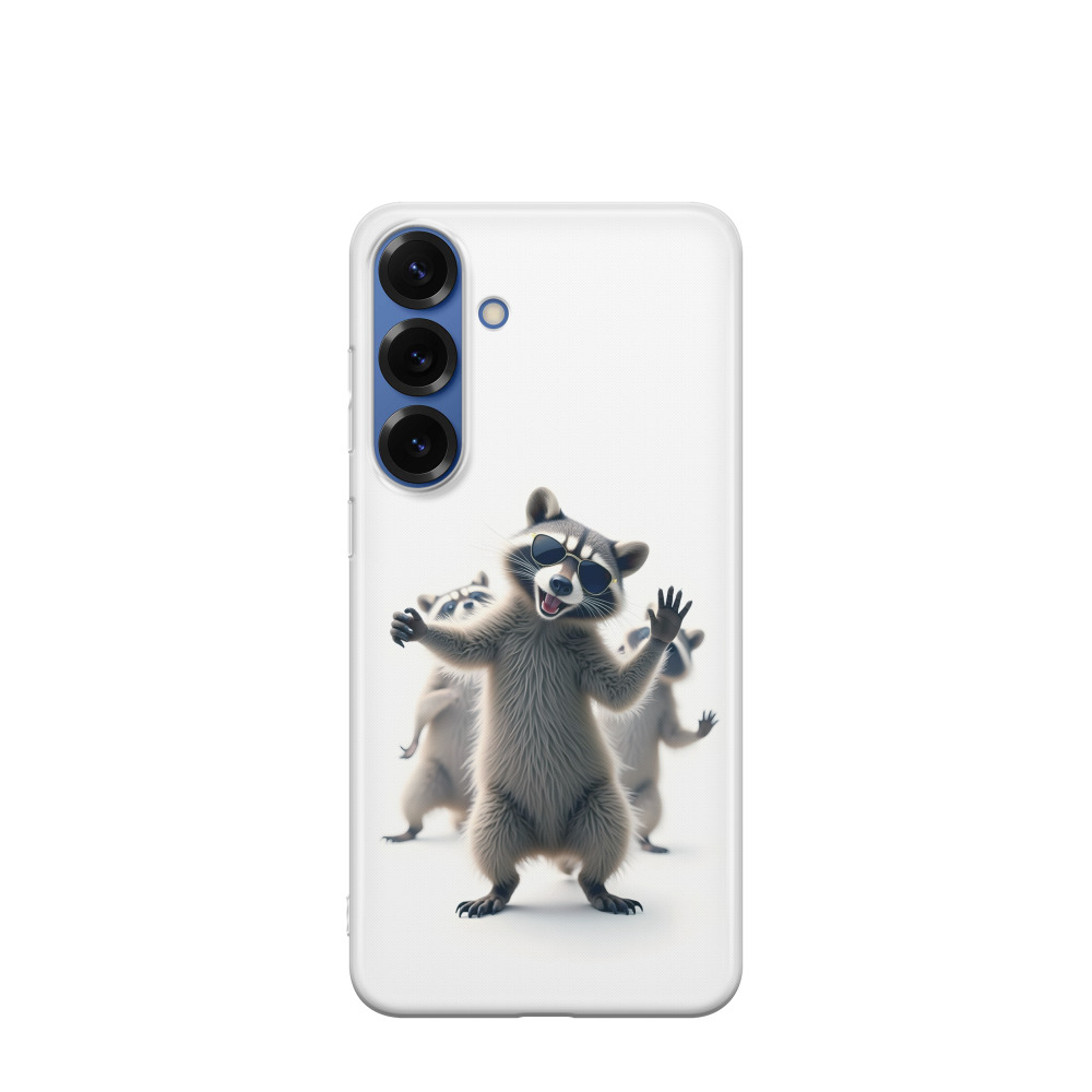 Samsung Galaxy S25 Plus Gummi Hülle Racoon 2 - Weiss